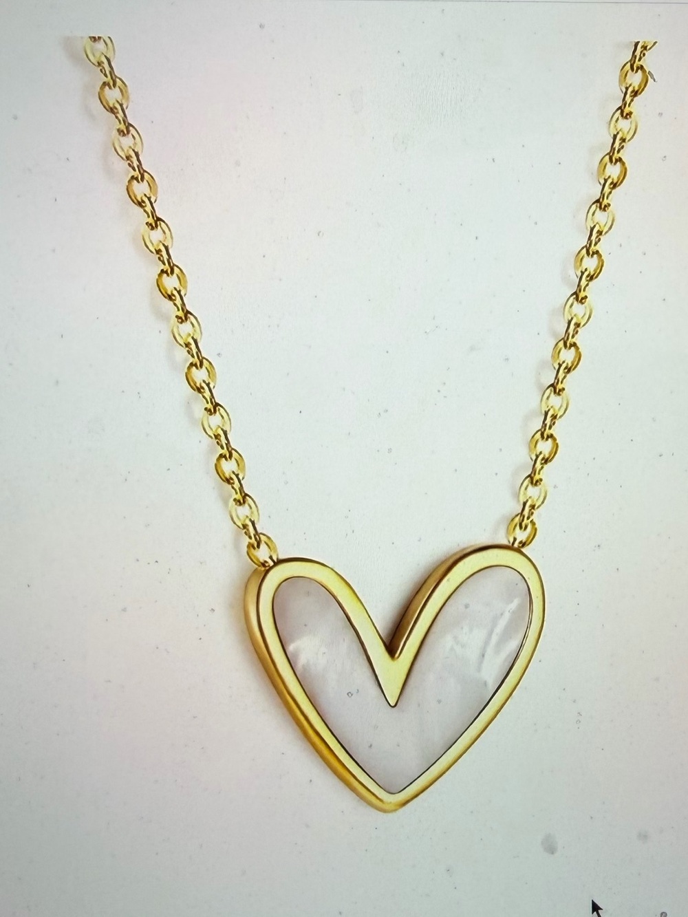 Elan 18 Kt Gold Plated & White Enamel Heart Pendant - NEW